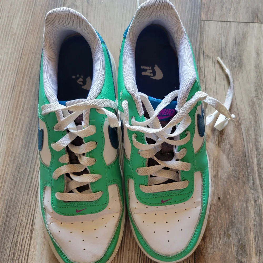 Nike Air Force 1 Green & Blue Low Top Sneakers